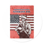 American soldier military serviceman hero flag round sticker