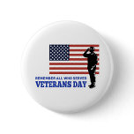 American soldier salute flag veterans day pinback buttons