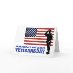 American soldier salute flag veterans day greeting card