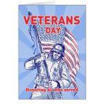 American soldier serviceman carrying flag card