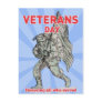 American soldier serviceman carrying flag post card