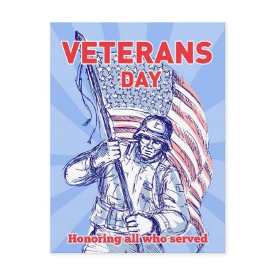 American soldier serviceman carrying flag postcard by vintageposters101