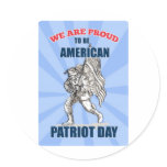 American soldier serviceman carrying flag round stickers