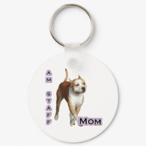 American Staffordshire Mom 4 - Keychain