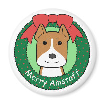American Staffordshire Terrier Christmas magnets