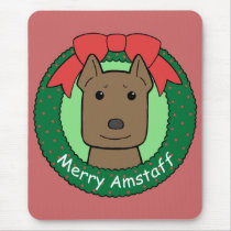 American Staffordshire Terrier Christmas Mouse Mat