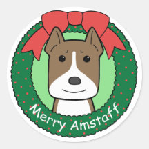 American Staffordshire Terrier Christmas Round Sticker