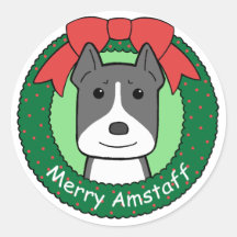 American Staffordshire Terrier Christmas Sticker