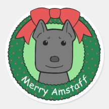 American Staffordshire Terrier Christmas Round Sticker