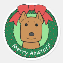 American Staffordshire Terrier Christmas Round Stickers