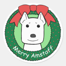 American Staffordshire Terrier Christmas Round Sticker