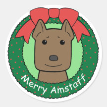 American Staffordshire Terrier Christmas Round Stickers