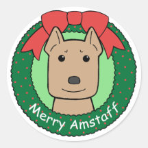 American Staffordshire Terrier Christmas Stickers