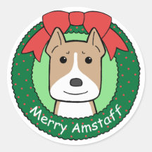 American Staffordshire Terrier Christmas Stickers