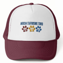 AMERICAN STAFFORDSHIRE TERRIER DAD Paw Print hats