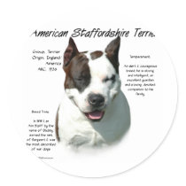 American Staffordshire Terrier History Design Round Stickers