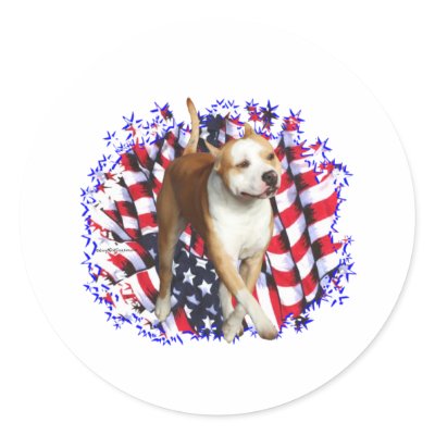 American Staffordshire Terrier Patriot Round Sticker by GreyWolfCreation