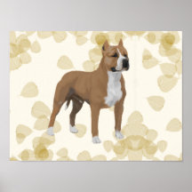 American Staffordshire Terrier ~ Tan Leaves Motiff Poster