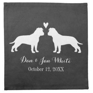 American Staffordshire Terriers Wedding with Text Printed Napkins
