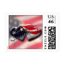 American Sweethearts Wedding Postage Faded postage