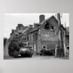 American Tank in Carentan France World War II Print