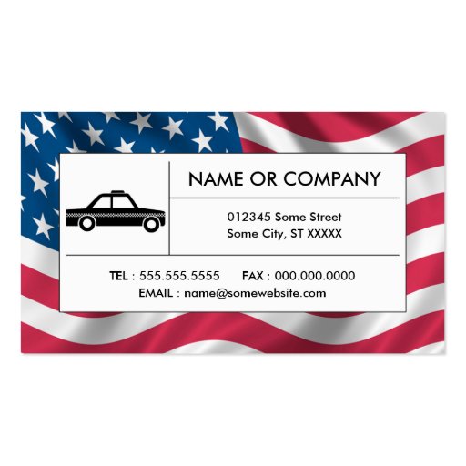 american taxi cab business cards (front side)
