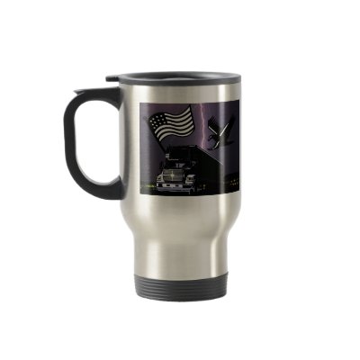 American Trucker Travel Mug by transportationtees