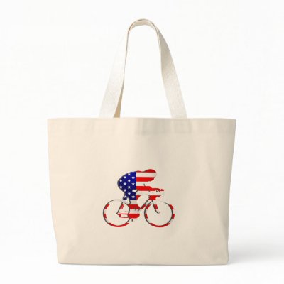 American USA Cycling Cyclists Bicycle Gear Tote Bag by Funkart