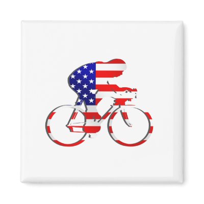 American USA Cycling Cyclists Bicycle Gear Refrigerator Magnets by Funkart