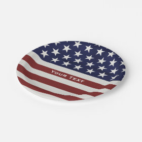 American USA Flag Patriotic July 4th Custom 7 Inch Paper Plate