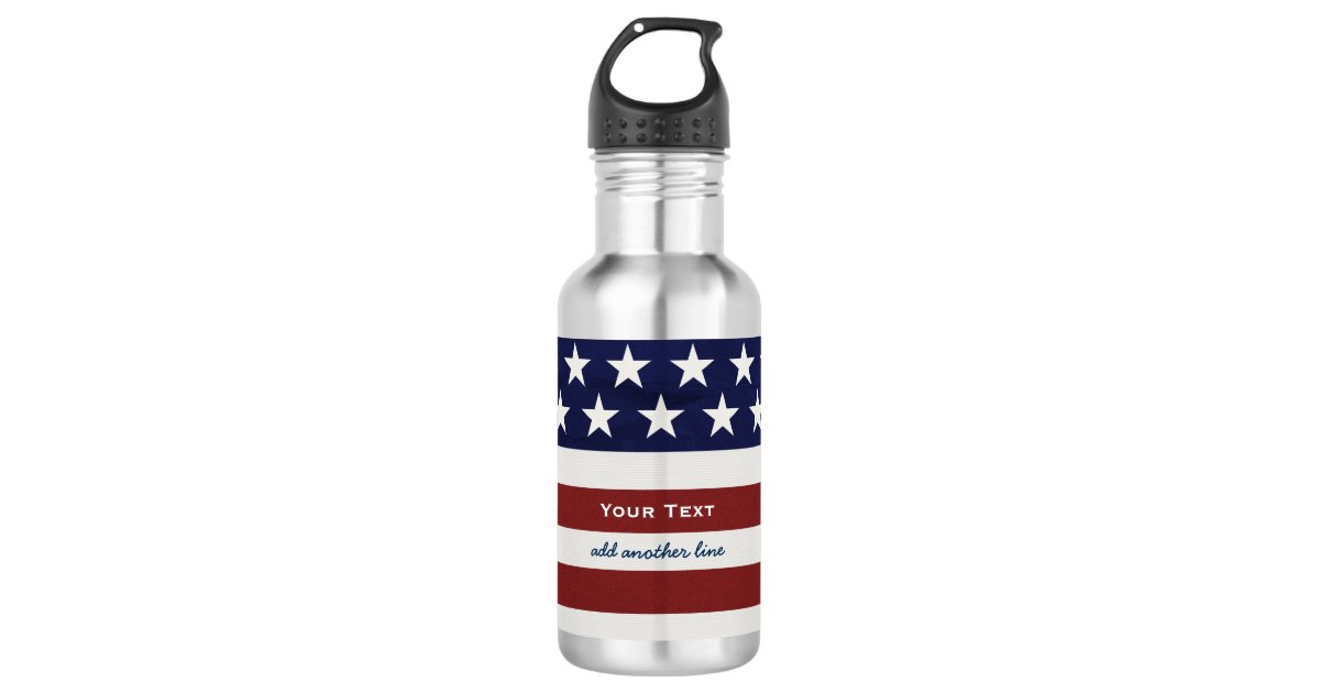 American USA Flag Patriotic July 4th Custom Stainless Steel Water
