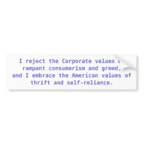 American vs. Corporate Values Bumper Stickers