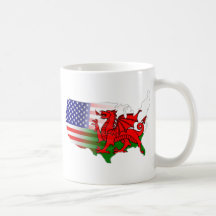 American Welsh Flags Map Mugs