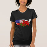 American Welsh Flags Map T-shirts