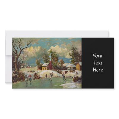 American Winter Life Christmas Scene Custom Photo Card by OldeWorldGifts