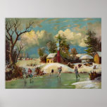 American Winter Life Christmas Scene Posters