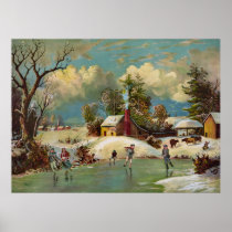 American Winter Life Christmas Scene Posters