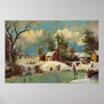American Winter Life Christmas Scene Posters