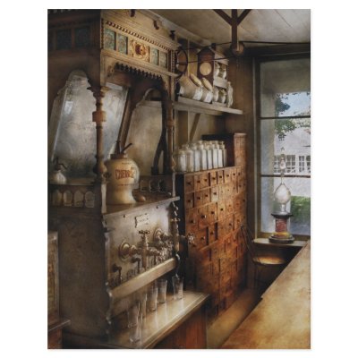 Americana - Turn of the century soda fountain Flyer by suburbanscenes
