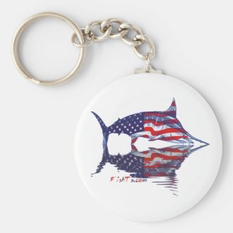 AmericanFlag Marlin by FishTs.com Keychains