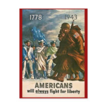Americans Will Always Fight for Liberty - WWII Post Card