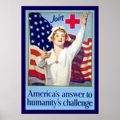 America's Answer ~ Vintage Nurse ~ WW1 Poster by VintageFactory