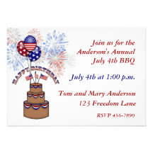 America's Birthday July 4th Invitation