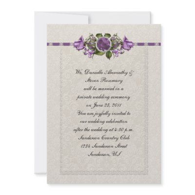 Amethyst and Purple Roses Post Wedding Personalized Invitations by DazzetteMarie