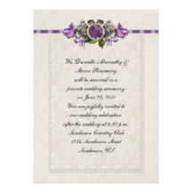 Amethyst and Purple Roses Post Wedding Personalized Invitations