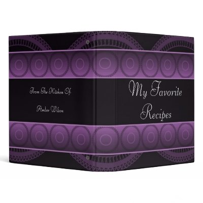 Amethyst Circles Recipe Book 3 Ring Binder by jade426