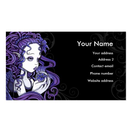 "Amethyst" Crystal Ball Angel Art Business Cards (front side)