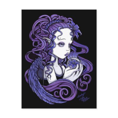 "Amethyst" Crystal Ball Angel Art Postcard by mykajelina
