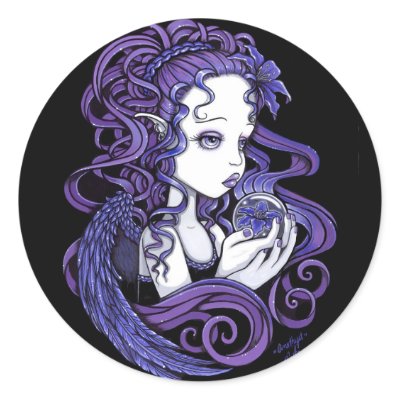 "Amethyst" Crystal Ball Angel Art Stickers by mykajelina