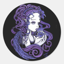 amethyst, purple, lilly, lillie, flower, blue, angel, gothic, myka, jelina, art, fairy, faery, faerie, fae, fairies, crystal, ball, magical, cute, big, eyed, angels, Sticker with custom graphic design